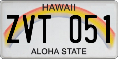 HI license plate ZVT051