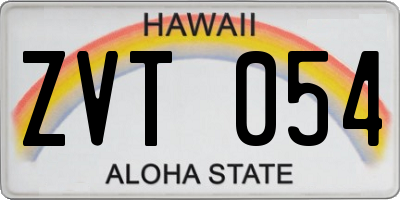 HI license plate ZVT054