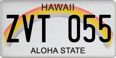 HI license plate ZVT055