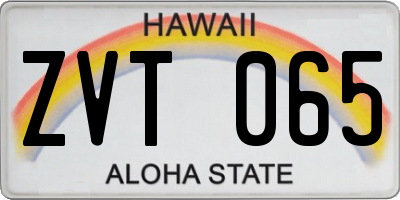 HI license plate ZVT065
