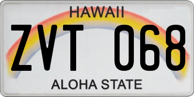 HI license plate ZVT068