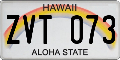 HI license plate ZVT073