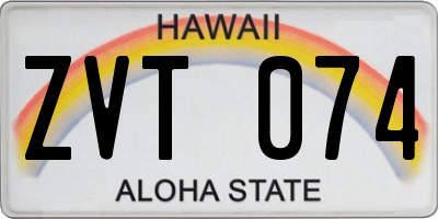 HI license plate ZVT074