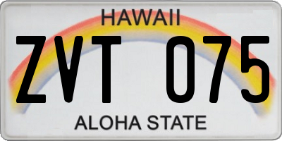 HI license plate ZVT075