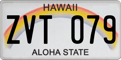 HI license plate ZVT079