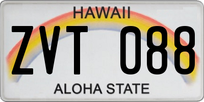 HI license plate ZVT088