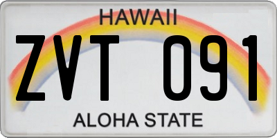 HI license plate ZVT091