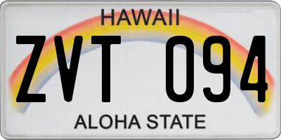 HI license plate ZVT094