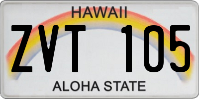 HI license plate ZVT105