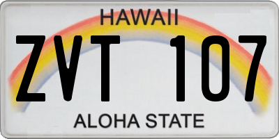 HI license plate ZVT107