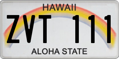HI license plate ZVT111
