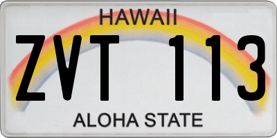 HI license plate ZVT113