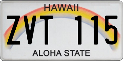 HI license plate ZVT115
