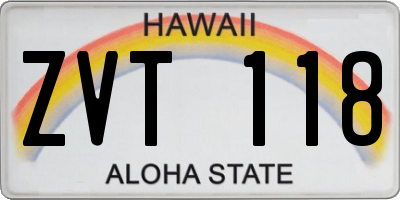 HI license plate ZVT118