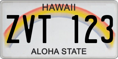 HI license plate ZVT123