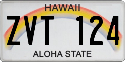 HI license plate ZVT124