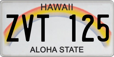 HI license plate ZVT125