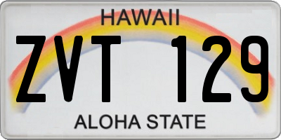 HI license plate ZVT129