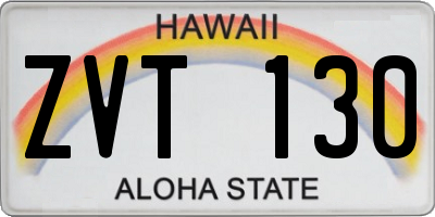 HI license plate ZVT130