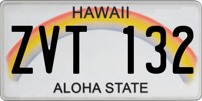 HI license plate ZVT132