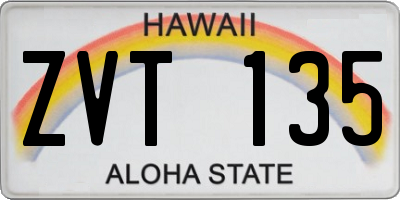 HI license plate ZVT135