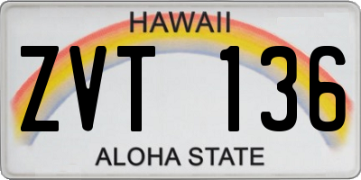 HI license plate ZVT136