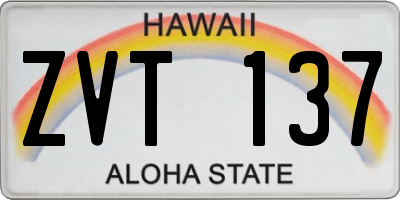 HI license plate ZVT137
