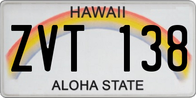 HI license plate ZVT138