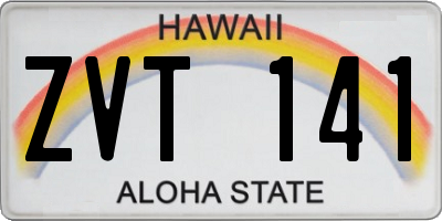 HI license plate ZVT141