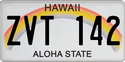 HI license plate ZVT142