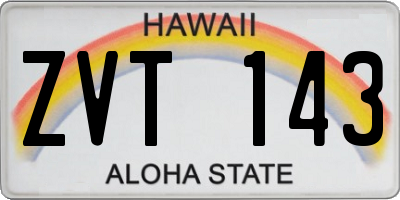 HI license plate ZVT143