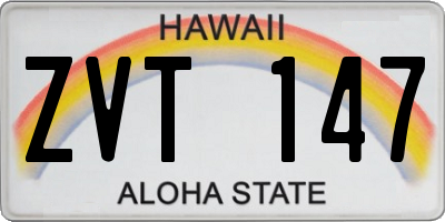 HI license plate ZVT147