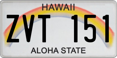 HI license plate ZVT151
