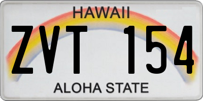 HI license plate ZVT154