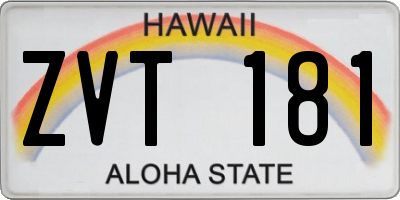 HI license plate ZVT181