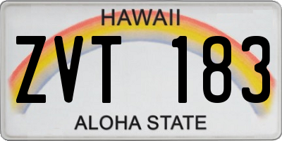 HI license plate ZVT183