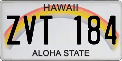 HI license plate ZVT184