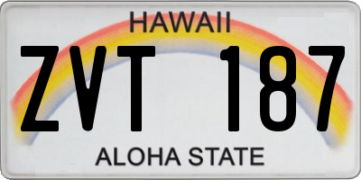 HI license plate ZVT187