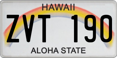 HI license plate ZVT190