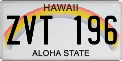 HI license plate ZVT196