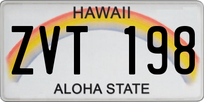 HI license plate ZVT198