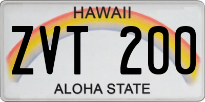 HI license plate ZVT200