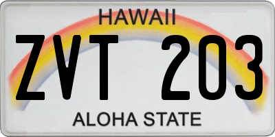 HI license plate ZVT203