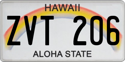 HI license plate ZVT206