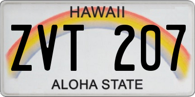 HI license plate ZVT207
