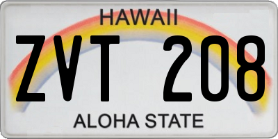 HI license plate ZVT208