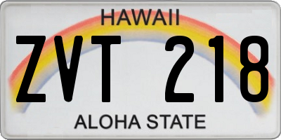 HI license plate ZVT218