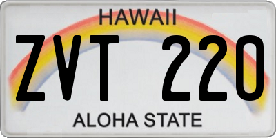 HI license plate ZVT220