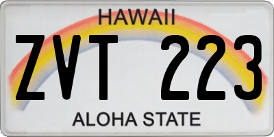 HI license plate ZVT223
