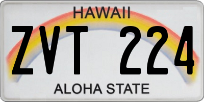 HI license plate ZVT224